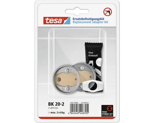 Tesa Ersatzbefestigungsset mit Klebstoff und Adaptern