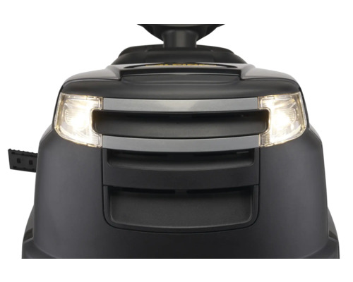 Tondeuse autoportée, vue de face, avec phares