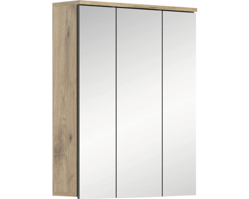 Xonox.home Spiegelschrank MASON BxHxT 60 x 77 x 18 cm nox oak Spiegelschrank mit drei Türen und Holzdekor