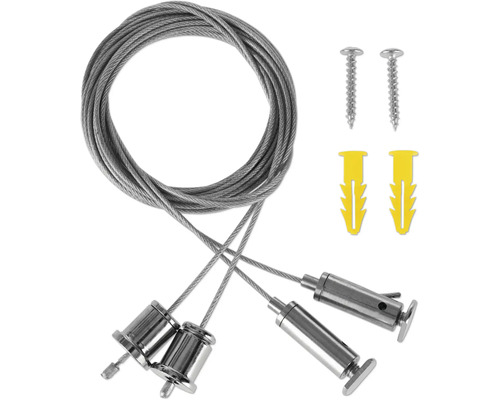 Aufhängeset mit Drahtseil, Schrauben und Dübeln