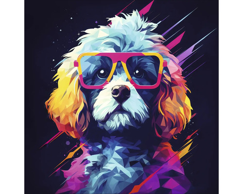 Leinwandbild Dogs With Sunglasses III 27x27 cm Illustration eines Hundes mit Brille im Retro-Stil