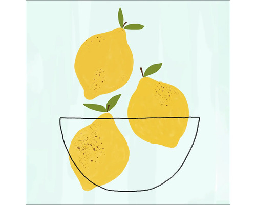 Leinwandbild Lemons 40x40 cm Illustration von Zitronen in einer Schüssel