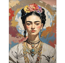 Gemälde einer Frau mit Blumen im Haar und Halsketten