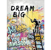 "Peinture murale décorative avec graffitis et la phrase ""Dream Big""."