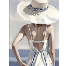 Gemälde einer Frau mit Hut und Sommerkleid