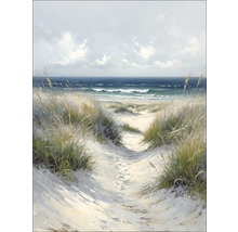 Gemälde eines Sandweges zum Meer mit Grasbüscheln