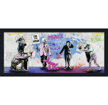 Image murale encadrée avec des motifs de graffitis de policiers, Albert Einstein et Charlie Chaplin