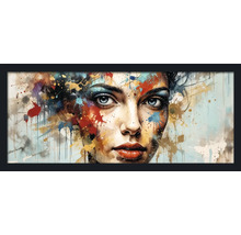 Gerahmtes Kunstwerk mit einem abstrakten Porträt einer Frau
