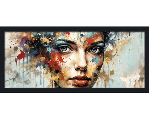 Gerahmtes Kunstwerk mit einem abstrakten Porträt einer Frau