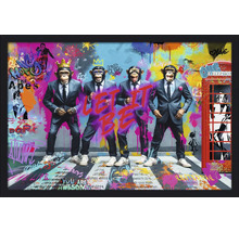 Dekoratives Wandbild mit Affen im Anzug und Graffiti-Elementen