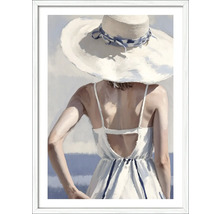 Gerahmtes Gemälde einer Frau mit Hut und Kleid