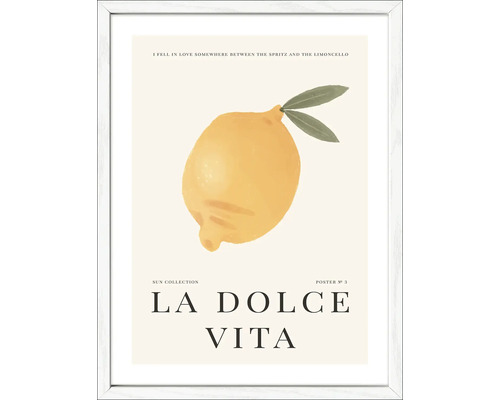 Gerahmtes Poster mit dem Aufdruck La Dolce Vita und einer Zitrone