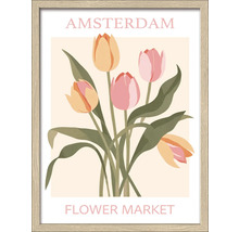 Gerahmtes Poster mit Tulpenmotiv und der Aufschrift Amsterdam Flower Market