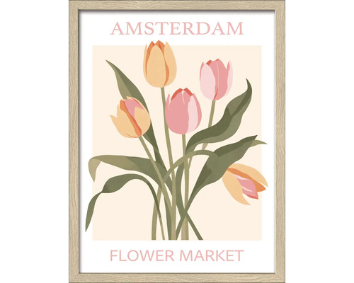 Gerahmtes Bild Flower Market IV 33x43 cm Gerahmtes Poster mit Tulpenmotiv und der Aufschrift Amsterdam Flower Market