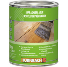 Lasure d'imprégnation Hornbach pour bois extérieur, pot de 750 millilitres, réduit l'absorption d'humidité, avec protection de film intégrée.