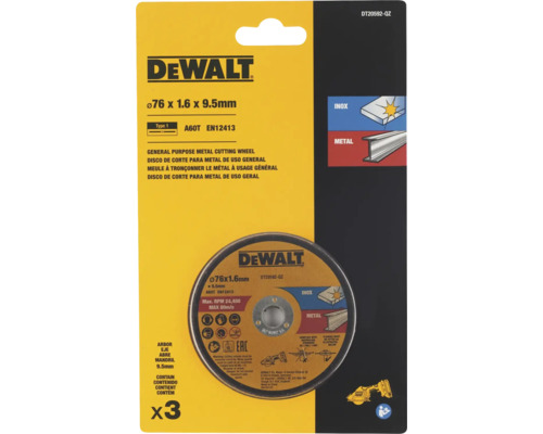 DeWalt disque à tronçonner pour métal, diamètre 76 millimètres, lot de 3