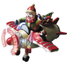 Weihnachtsdekoration mit Schneemann im Flugzeugdesign