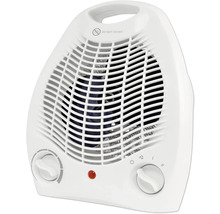 Radiateur soufflant blanc avec grille de protection et bouton rotatif