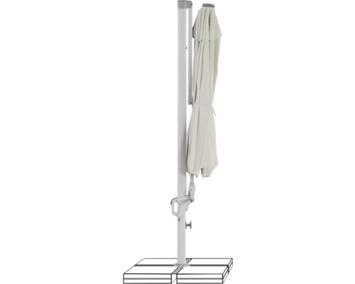 Parasol à mât latéral avec socle, fermé