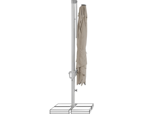 Parasol excentré fermé avec support