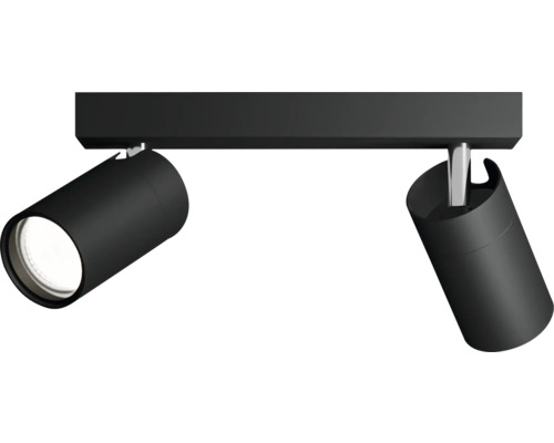 Rangée de spots Idris 2 x GU10 5 W noir Plafonnier avec deux spots