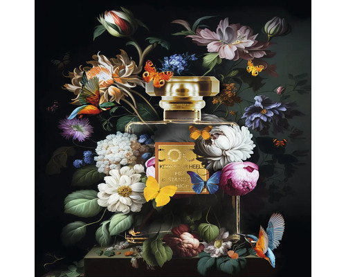 Flacon de parfum décoratif avec fleurs et papillons