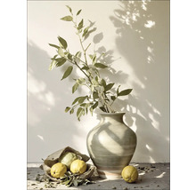 Stillleben mit Vase, Zweig und Zitrusfrüchten