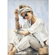 Gemälde einer Frau mit Turban und Sonnenbrille