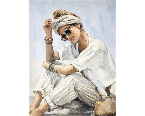 Gemälde einer Frau mit Turban und Sonnenbrille