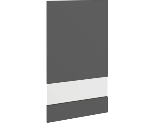 PICCANTE Smart Segmentglastür für Oberschrank 50 x 89,2 cm anthrazit matt mit Dickkante "Q" Dekorplatte mit Dekorstreifen