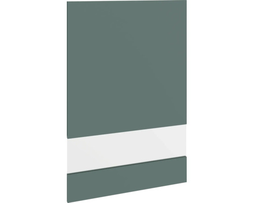 PICCANTE Smart Porte en verre à segment pour meuble haut 60 x 89,2 cm vert pierre mat avec bord épais "R" Porte de placard avec bande décorative