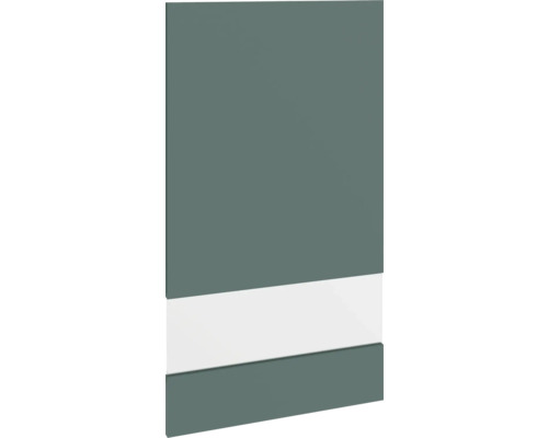 Porte en verre à segment PICCANTE Smart pour meuble haut 50 x 89,2 cm vert pierre mat avec bord épais "Q" Façade de meuble avec bande décorative