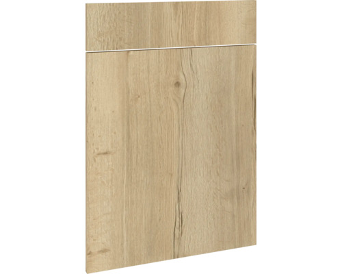 PICCANTE Smart Set de façade meuble bas 50 cm 1 porte pivotante et 1 cache de tiroir chêne sauvage reproduction avec bord épais "Z" Façade de cuisine avec structure en bois