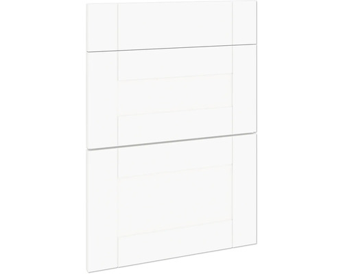 PICCANTE Smart Set de façade meuble bas 50 cm 1 cache de tiroir et 2 caches de tablettes maison de campagne blanc mat "AB" Façade d'armoire blanche avec structure à panneaux horizontaux