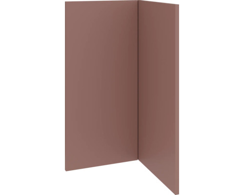 PICCANTE Smart Set de façade meuble bas d'angle 90 cm 2 portes pivotantes rouge rouille mat avec bord épais "AH" Vue d'angle d'un devant de meuble