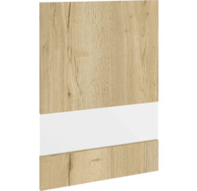 Panneau décoratif avec veinures de bois et bande blanche