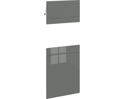 PICCANTE Smart Set de façade armoire midi pour microondes 1 porte pivotante 1 cache et 1 trappe anthracite brillant « AL » Façade et abattant de meuble de cuisine