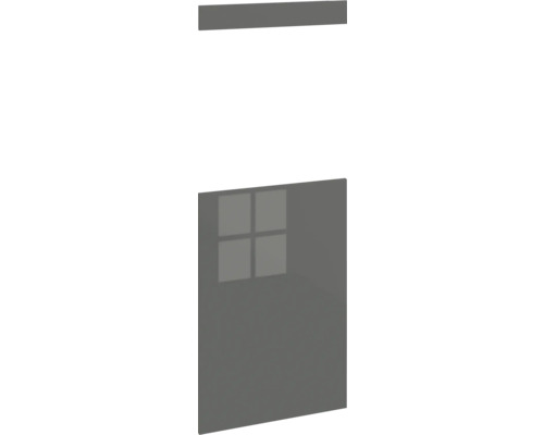 PICCANTE Smart Set de façade armoire midi pour réfrigérateur et four 1 porte pivotante et 1 cache anthracite brillant « AK » Façade de cuisine et bandeau d'habillage correspondant