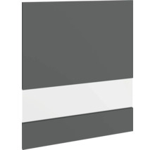 Façade de meuble grise avec bande décorative blanche