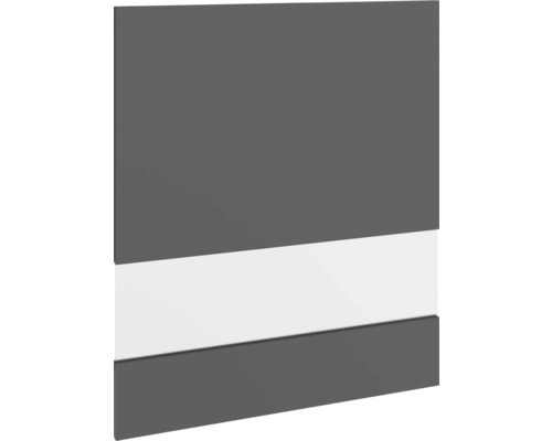 PICCANTE Smart Porte en verre à segment pour armoire haute 60 x 70 cm anthracite mat avec bord épais « P » Façade de meuble grise avec bande décorative blanche