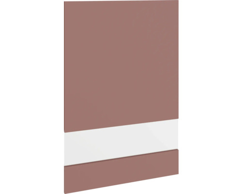 PICCANTE Smart Porte en verre à segment pour armoire haute 60 x 89,2 cm rouge rouille mat avec bord épais « R » Façade de meuble avec des rayures transversales