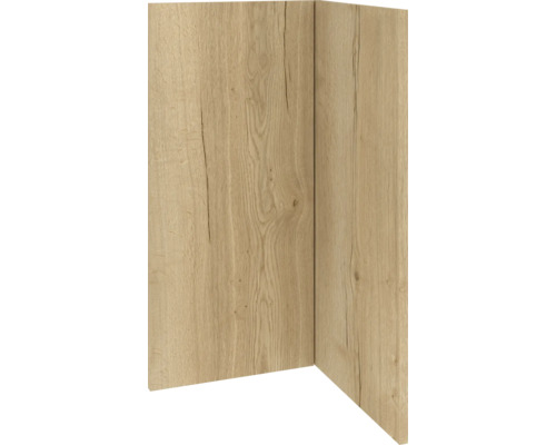 PICCANTE Smart Set de façade meuble bas d'angle 90 cm 2 portes pivotantes chêne sauvage reproduction avec bord épais « AH » Panneau d'angle avec structure en bois