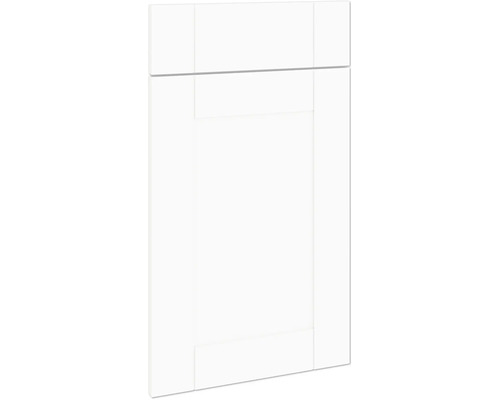 PICCANTE Smart Set de façade meuble bas 40 cm 1 porte pivotante et 1 cache de tiroir maison de campagne blanc mat « Y » Porte de placard au design à cassettes