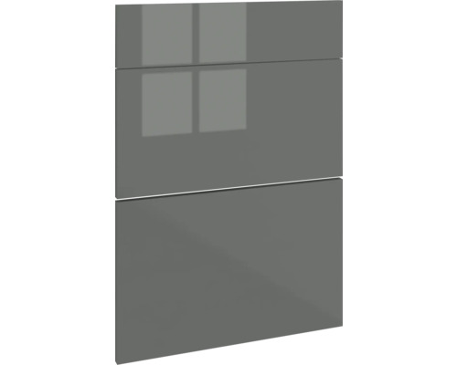 PICCANTE Smart Set de façade meuble bas 50 cm 1 cache de tiroir et 2 caches de tablettes anthracite brillant « AB » Façade de cuisine avec surface brillante