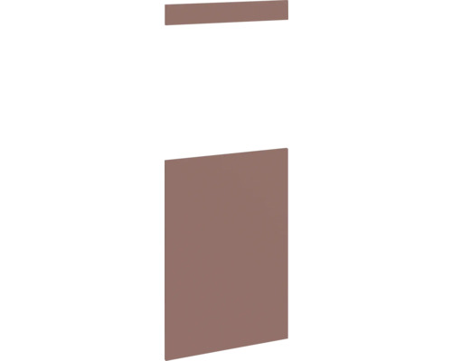 PICCANTE Smart Set de façade armoire midi pour réfrigérateur et four 1 porte pivotante et 1 cache rouge rouille mat avec bord épais « AK » Vue détaillée d'un meuble de salle de bain