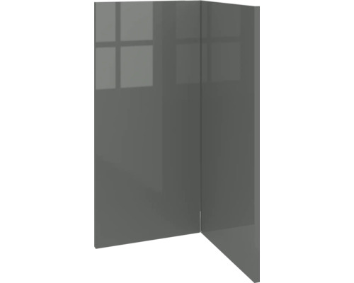 PICCANTE Smart Set de façade meuble bas d'angle 90 cm 2 portes pivotantes anthracite brillant « AH » Façade de meuble gris brillant