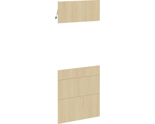 PICCANTE Smart Set de façade armoire midi pour four 1 trappe, 1 cache de tiroir et 2 caches de tablettes chêne clair reproduction avec bord épais « AM » Porte de placard avec structure en bois