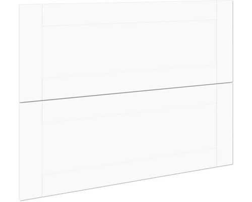 PICCANTE Smart Set de façade armoire haute 90 cm porte accordéon maison de campagne blanc mat "W" Gros plan sur un panneau de meuble blanc avec une poignée