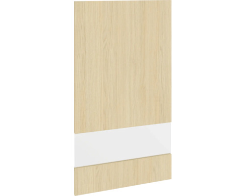 PICCANTE Smart Porte en verre à segment pour armoire haute 50 x 89,2 cm chêne clair reproduction avec bord épais "Q" Porte d'armoire avec structure en bois et insert blanc