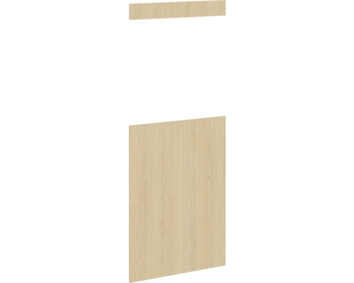 PICCANTE Smart Set de façade armoire midi pour réfrigérateur et four 1 porte pivotante et 1 cache chêne clair reproduction avec bord épais "AK" Élément décoratif en bois pour la construction de meubles